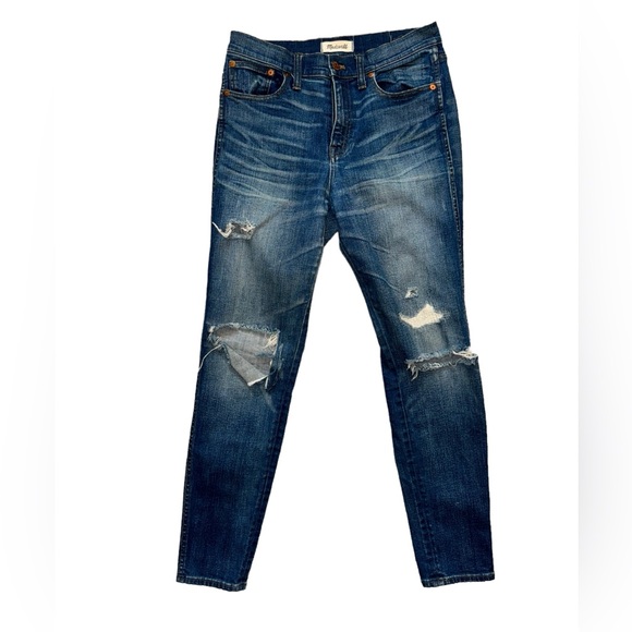 Madewell Denim - Madewell Blue Denim 9” High Riser Distressed Skinny Jeans Size 29
